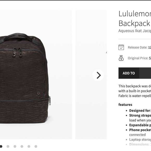 NWT Aqueous Ikat Jacquard Highlander lululemon City Adventurer Backpack *17L main image 5
